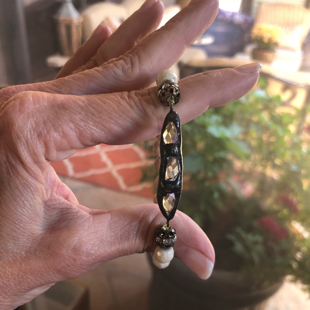 Vintage Hand Beaded Ceramic Stretch Bracelet